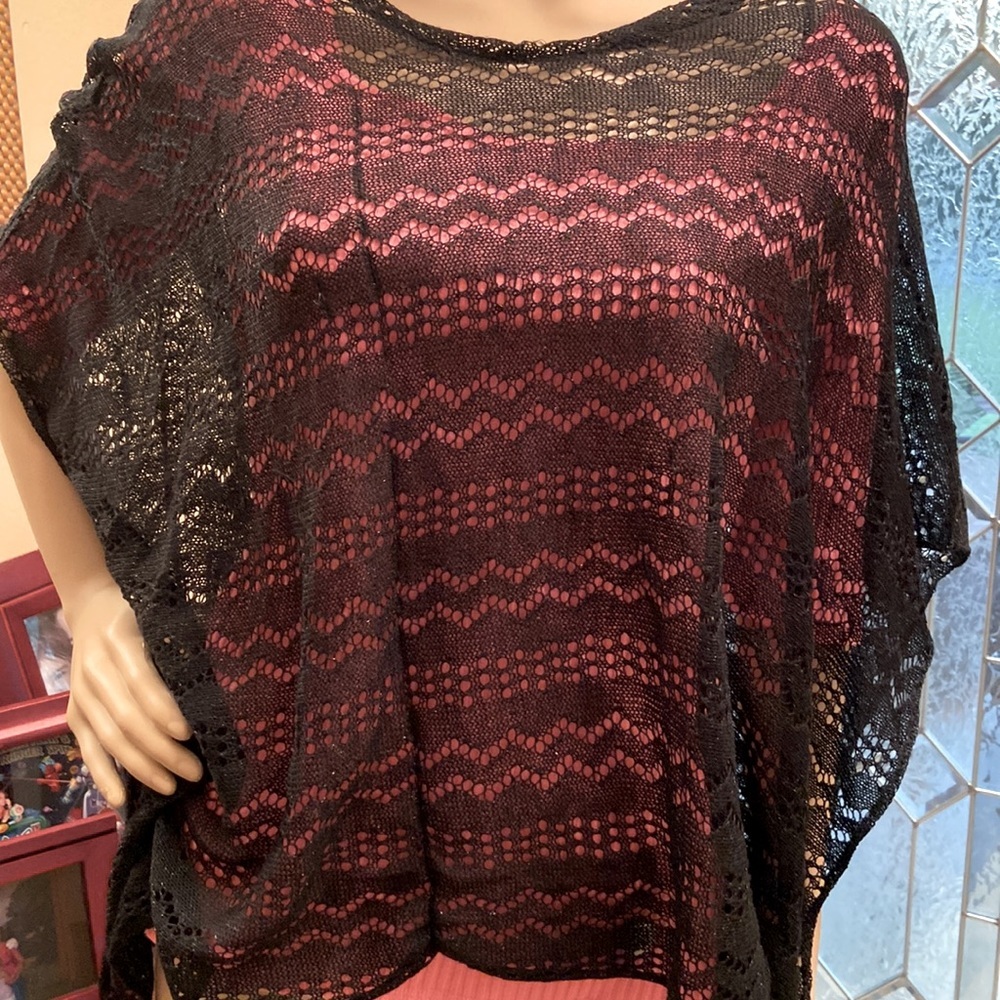 2 Chic Transparent Poncho Pullover Top - Picture 12 of 13
